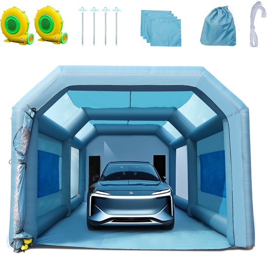 Opblaasbare spuitcabine voor het spuiten van auto's, 26 x 15 x 11 ft met filters en dubbele ventilatoren van Merkloos — afbeelding 5