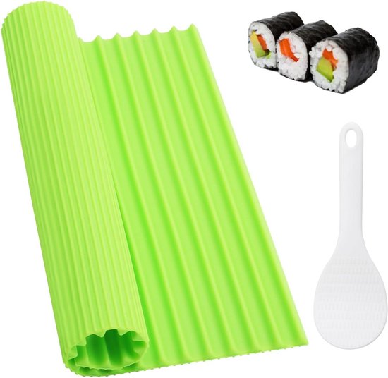 Reishunger Sushi rolmat met lepel, 24 x 24 cm, bamboe - voor de bereiding van Maki-Sushi Rollmatte mit Löffel 4er Set