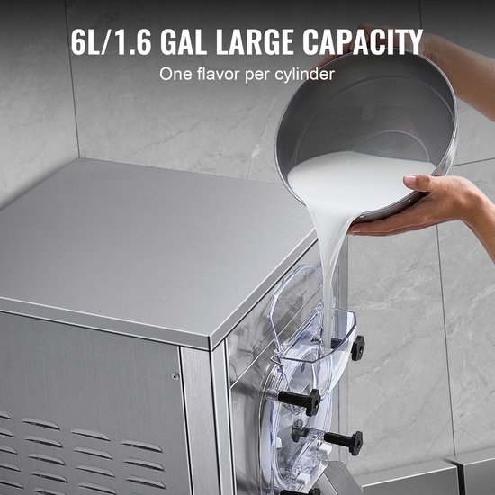 Commerciële ijsmachine, 18L/H output, enkele smaak, met wielen, 6L roestvrijstalen cilinder, LED-bediening, automatische voorkoeling en reiniging, ideaal voor restaurants en snackbars van Merkloos — afbeelding 5