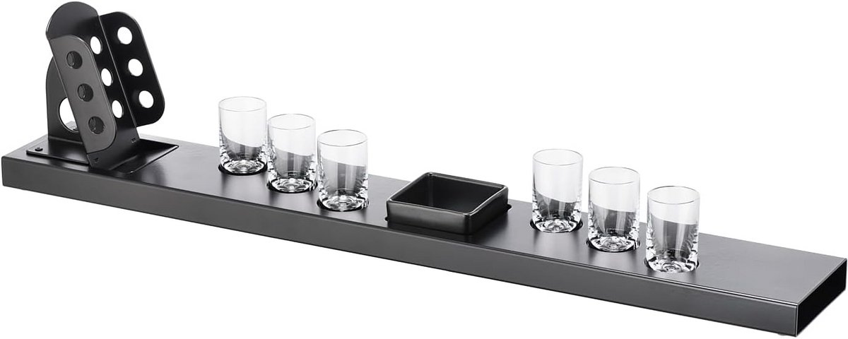 Complete Shotglaasjes Serveerset met Karaf, Snackschaal en Metalen Plateau
