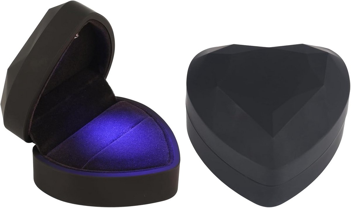 Hartvormig Ringendoosje met LED Verlichting - Romantisch Sieradendoosje voor Aanzoek en Jubileum