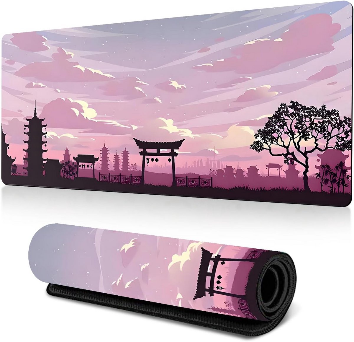 Extra Grote XL Bureauonderlegger en Gaming Muismat - Japans Design - Roze