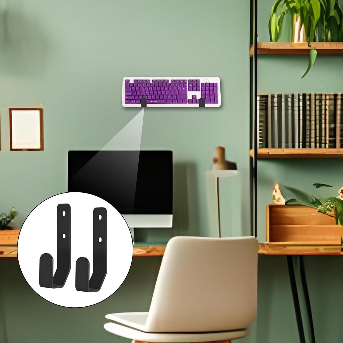 8 Stuks Universele Metalen Wandhouders voor Toetsenbord, Tablet, Router en Gaming Accessoires thumbnail 3