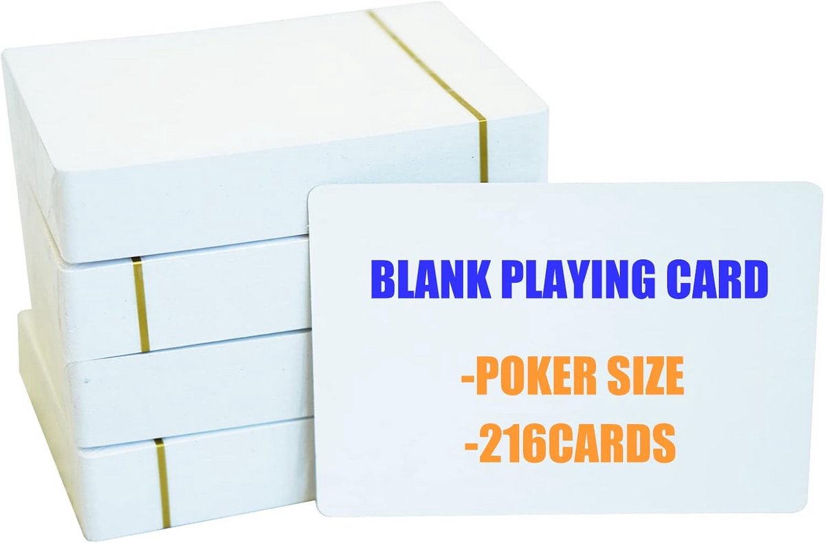 216x Blanco Speelkaarten Poker Formaat - Zelf Beschrijfbaar Kaartspel voor Spelontwerp, Flashcards of Cadeaukaarten