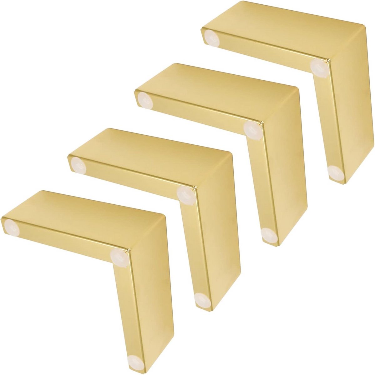 Metalen bankpoten L-vorm 5 cm hoog goudkleurig 4 stuks