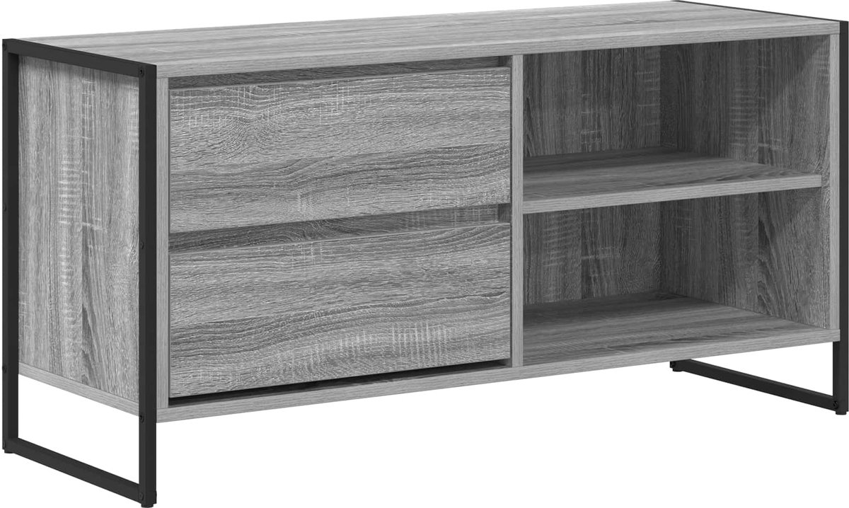 vidaXL - TV - Kast - met - lade - Grijs - Sonoma - 100 - x - 36 - x - 49,5 - cm - Bewerkt - hout