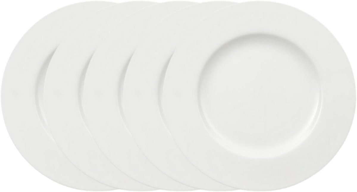 Set van 6 Dinerborden Wit Premium Bone Porselein 27 cm Stapelbaar
