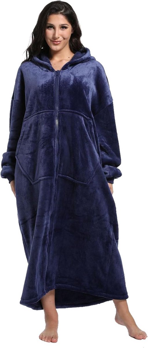 Oversized Draagbare Deken met Mouwen en Zakken, Warme Sherpa Fleece Hoodie voor Volwassenen en Kinderen