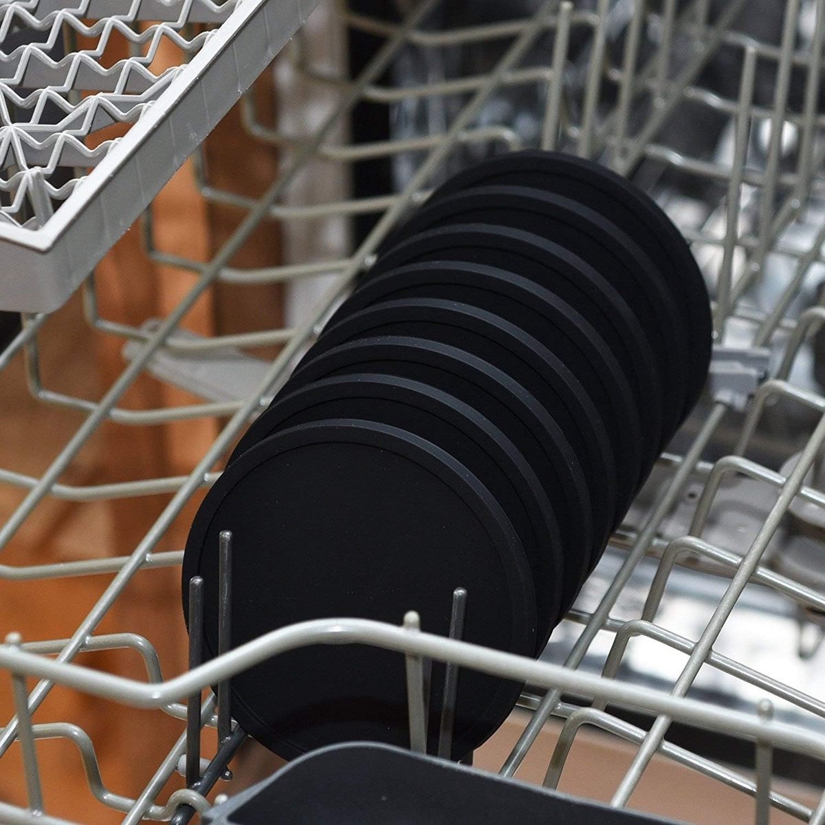 Set van 8 Zwarte Siliconen Onderzetters - Krasvrij, Vaatwasserbestendig & Antislip voor Bar en Keuken