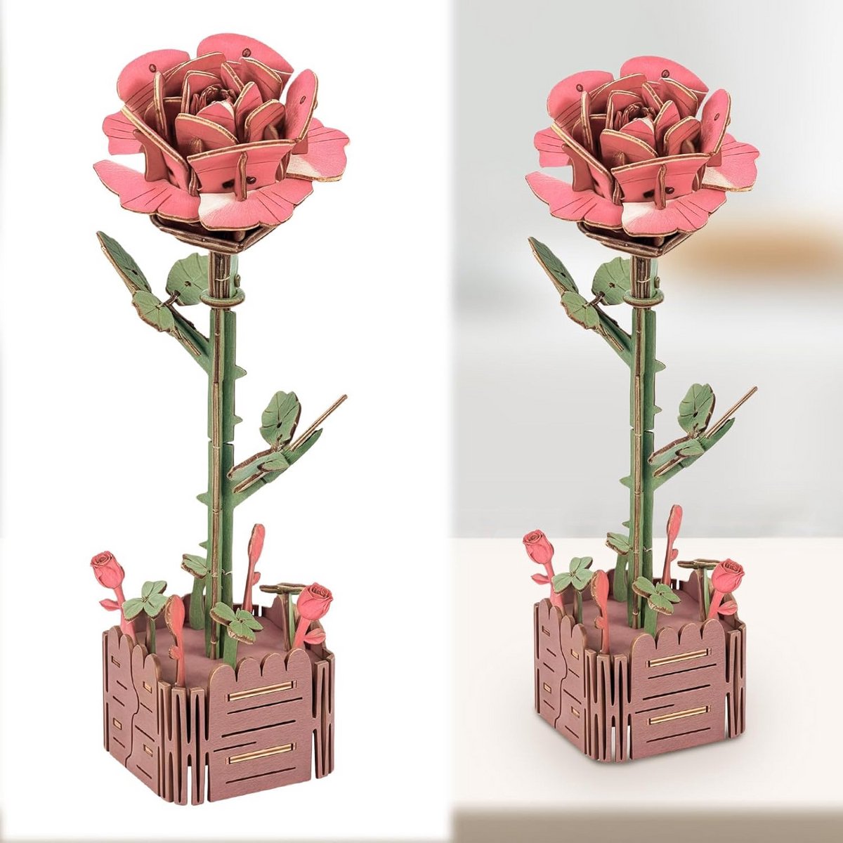 3D Houten Puzzel Bloem - Paarse Doe-Het-Zelf Modelbouwset voor Volwassenen