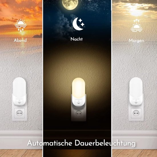 Nachtlampje met Schemersensor voor Stopcontact - Automatische Aan/Uit - Warm Wit Licht — afbeelding 4