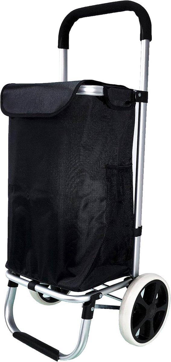 Luxe Aluminium Boodschappentrolley – Inklapbare Winkelwagen met Grote Zwarte Tas