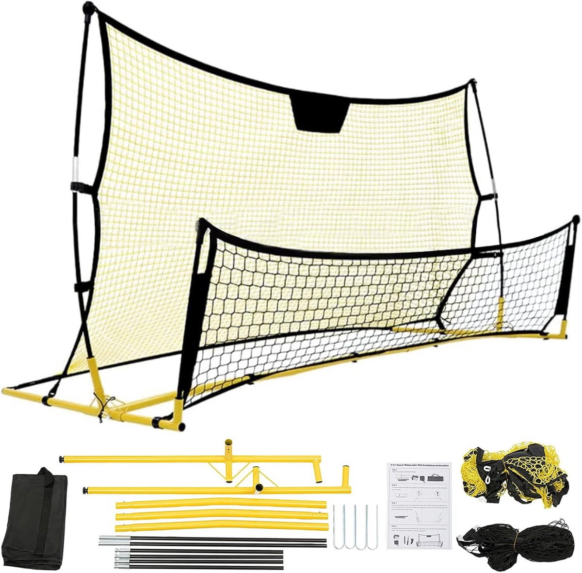 Draagbaar 2-in-1 Voetbal Rebounder Net voor Training en Schotverbetering