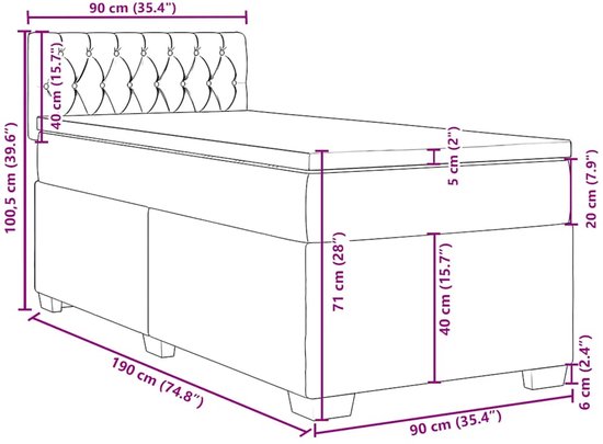 vidaXL - Sommier tapissier - avec - matelas - velours - vert foncé - 90x190 - cm