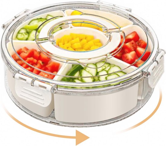 Maison Luméa - Snackbox - 8‑vaks - Met Deksel & Handvat - Voor Snacks Fruit Noten Groenten