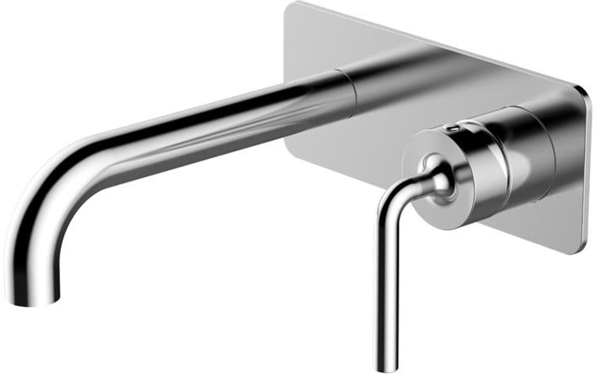 Hudor Wastafelkraan Chroom - Driegats Wandmengkraan Model 202 - Verchroomd Messing - Erymanthe Collectie - Strak Design - UPC Gecertificeerd