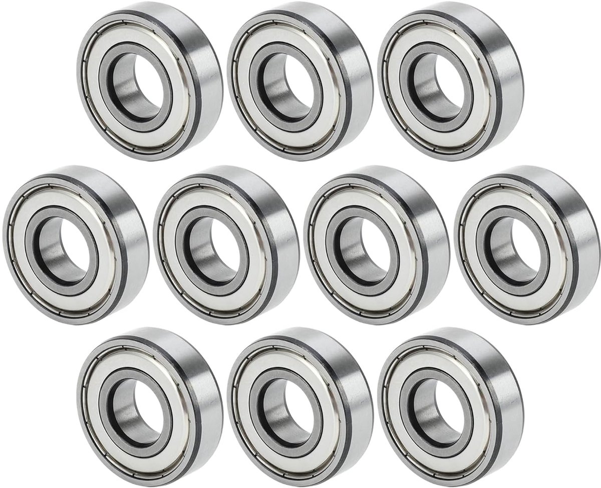 Diepe groefkogellagers P5 17x40x12mm ABSOPRO 6203ZZ gesmeerde lagers dubbele metalen afdichting zilverkleurige scooter skateboard wiel pak van 10