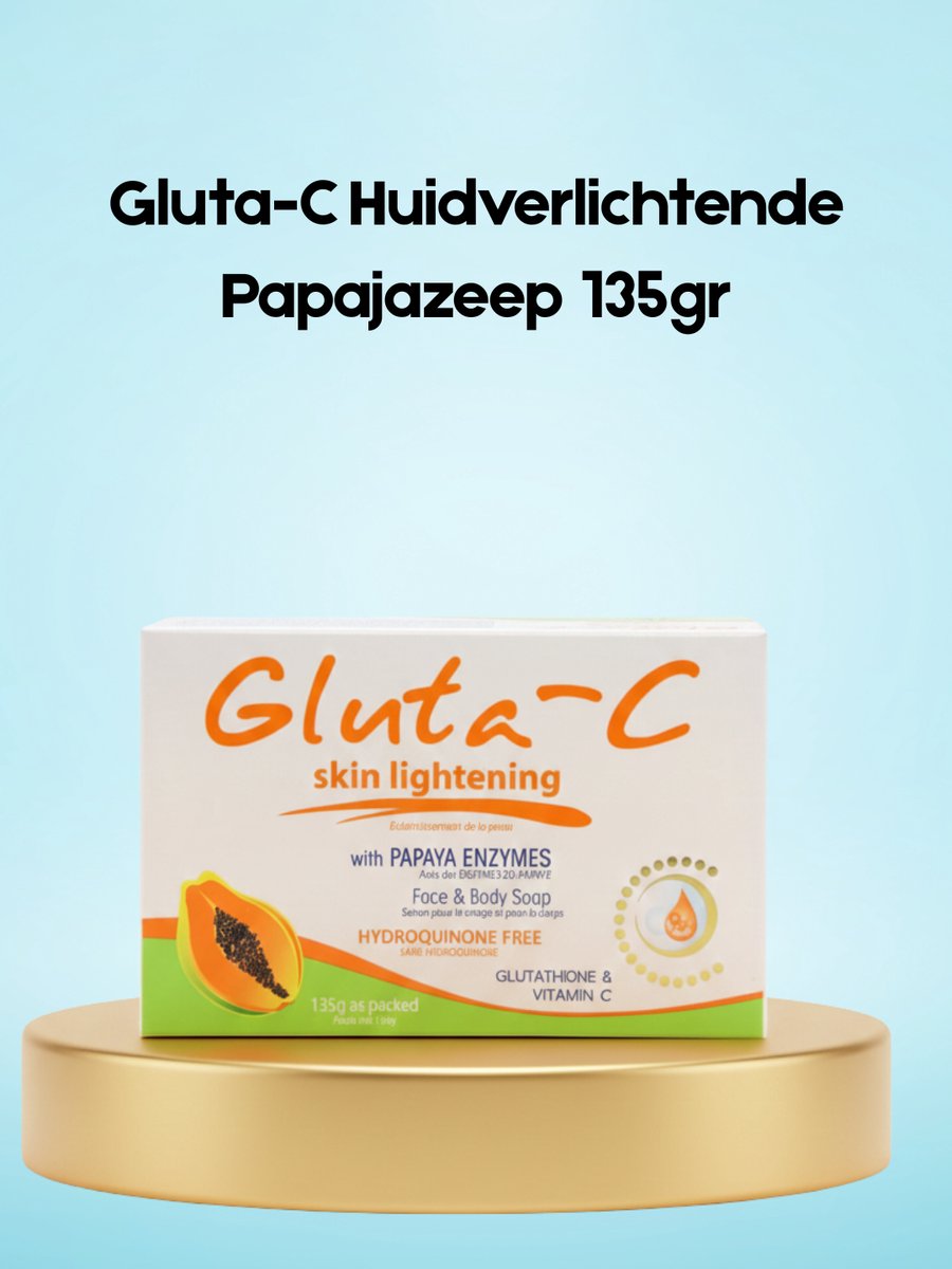 Gluta-C Skin Lightening Papaya Soap – 135 g – Verhelderende & Hydraterende Zeep – Verminderde Donkere Vlekken, Egaliseert de Huidtint & Hydrateert Intensief – Voor een Gladde, Stralende & Gezonde Huid
