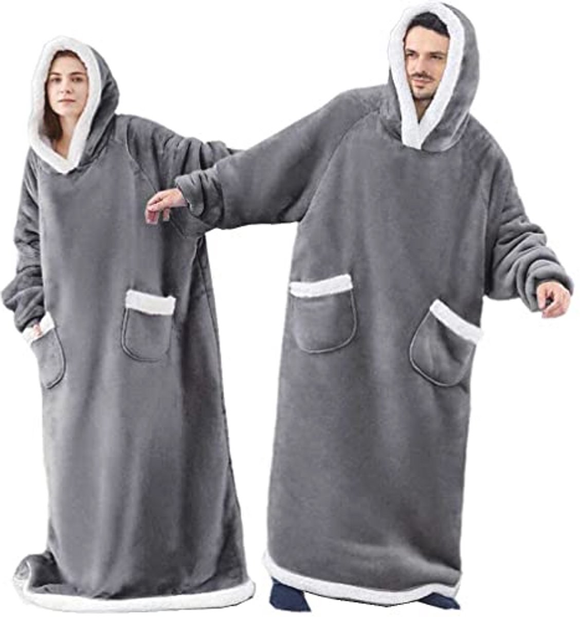 Oversized Extra Lange Hoodiedeken voor Volwassenen - Super Warme Fleece Sherpa Deken