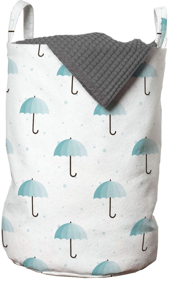 ABAKUHAUS Paraplu-waszak, onregelmatige ronde regenkunst, wasmand met hengels, trekkoordsluiting, voor wasserettes, 33 cm breed × 49 cm hoog, Seafoam lichtblauw