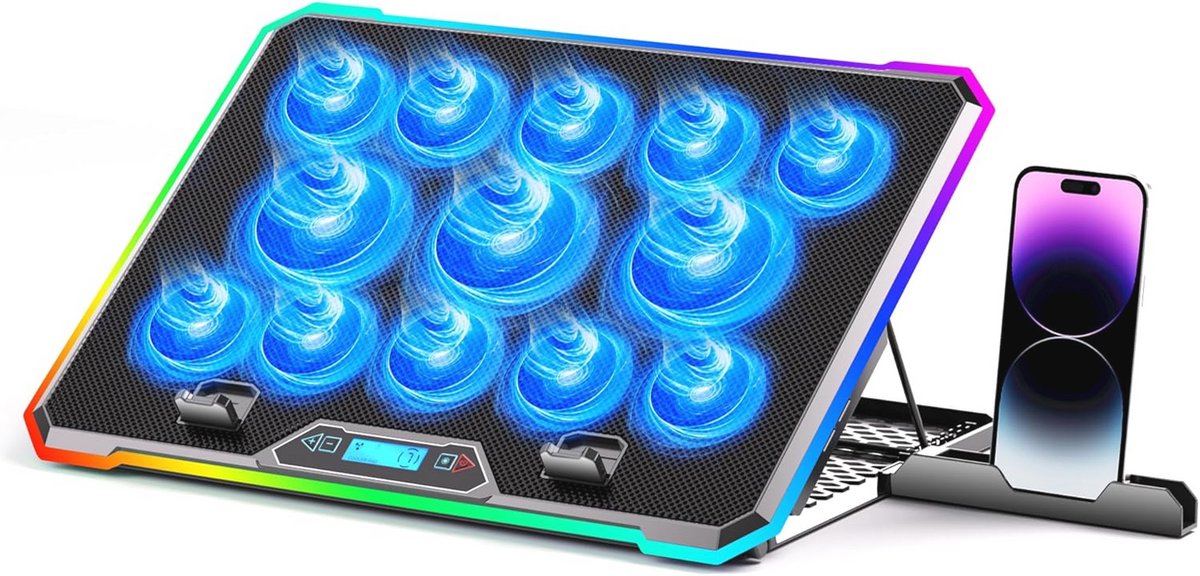 RGB Koelmat voor Gaming-Laptops met 13 Stille Koelventilatoren