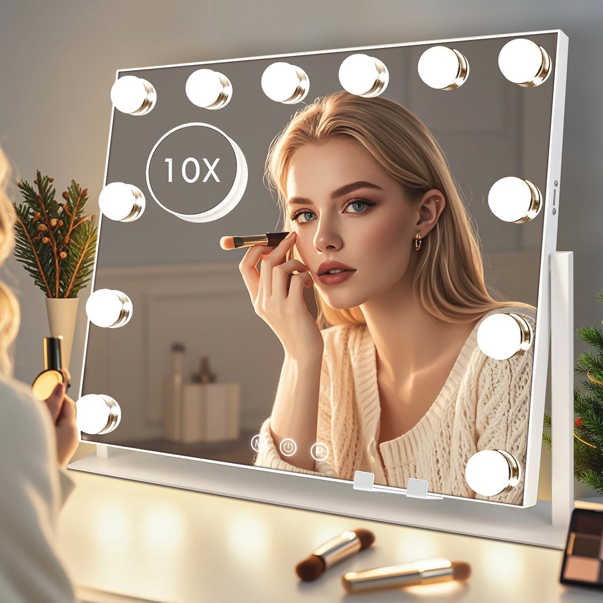 Luxe HD Make-upspiegel met Verlichting en 3 Kleurmodi - 360 Draaibaar en Aanraaksensor