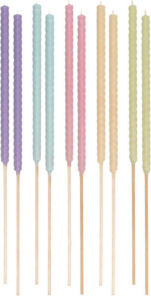 Tuinfakkels Set van 10 – Wasfakkels in 5 Pastelkleuren voor Sfeervolle Avonden