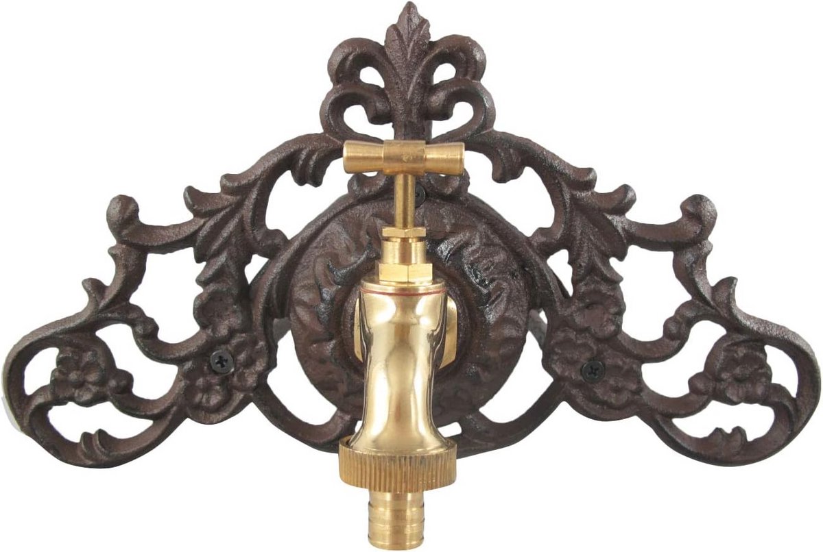 Garden hose holder antique style heavy duty iron wall mount
