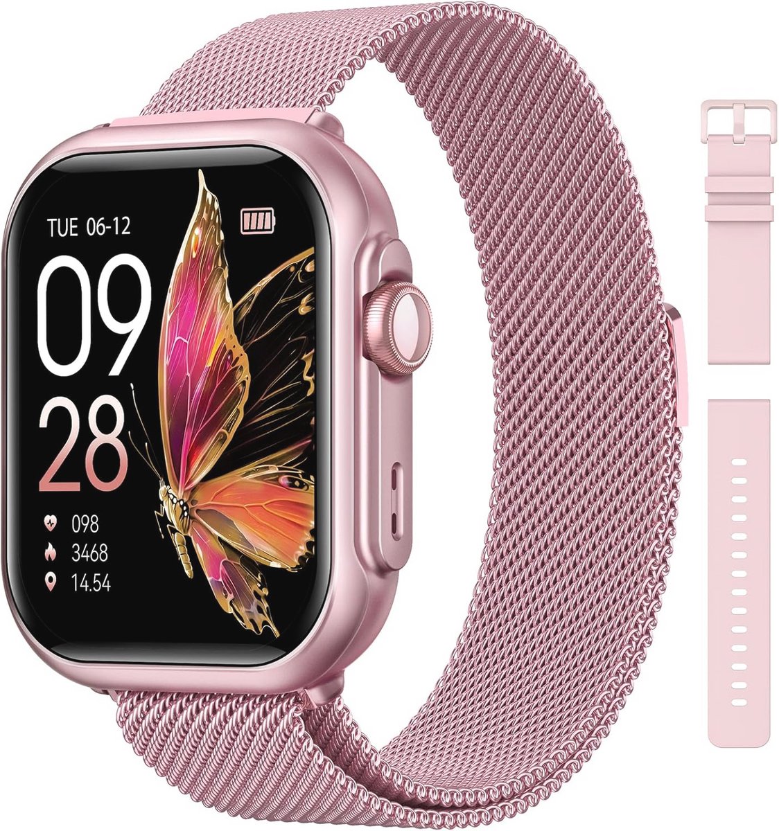 Smartwatch voor dames met 1000 mAh accu en 100 dagen stand-by, 1,83 inch fitnesstracker, hartslagmonitor, slaapregistratie en 120+ sportmodi