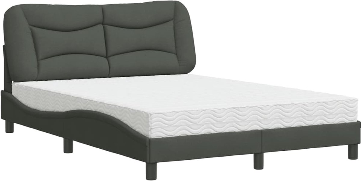 Tweepersoonsbed | Dubbelbed | Volwassenenbed | Bed met matras "Hvar" stof donkergrijs 140x190 cm