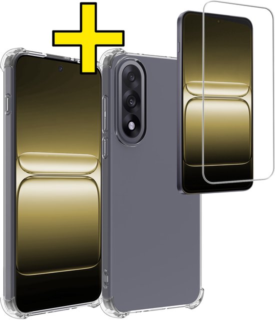 Transparant hoesje en screenprotector voor OnePlus Nord 5.
