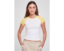 Urban Classics - Organic Stretch Short Retro Baseball Top - XL - Wit/Geel