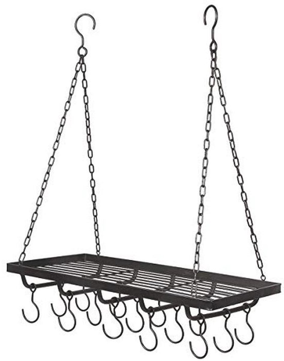Zwarte Panhanger van Smeedijzer 74 x 60 x 28 cm