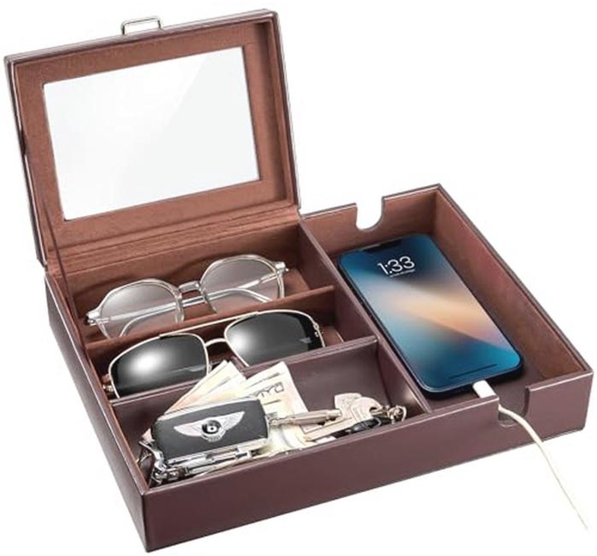 Elegante Faux Leather Valet Tray voor Organisatie en Opslag