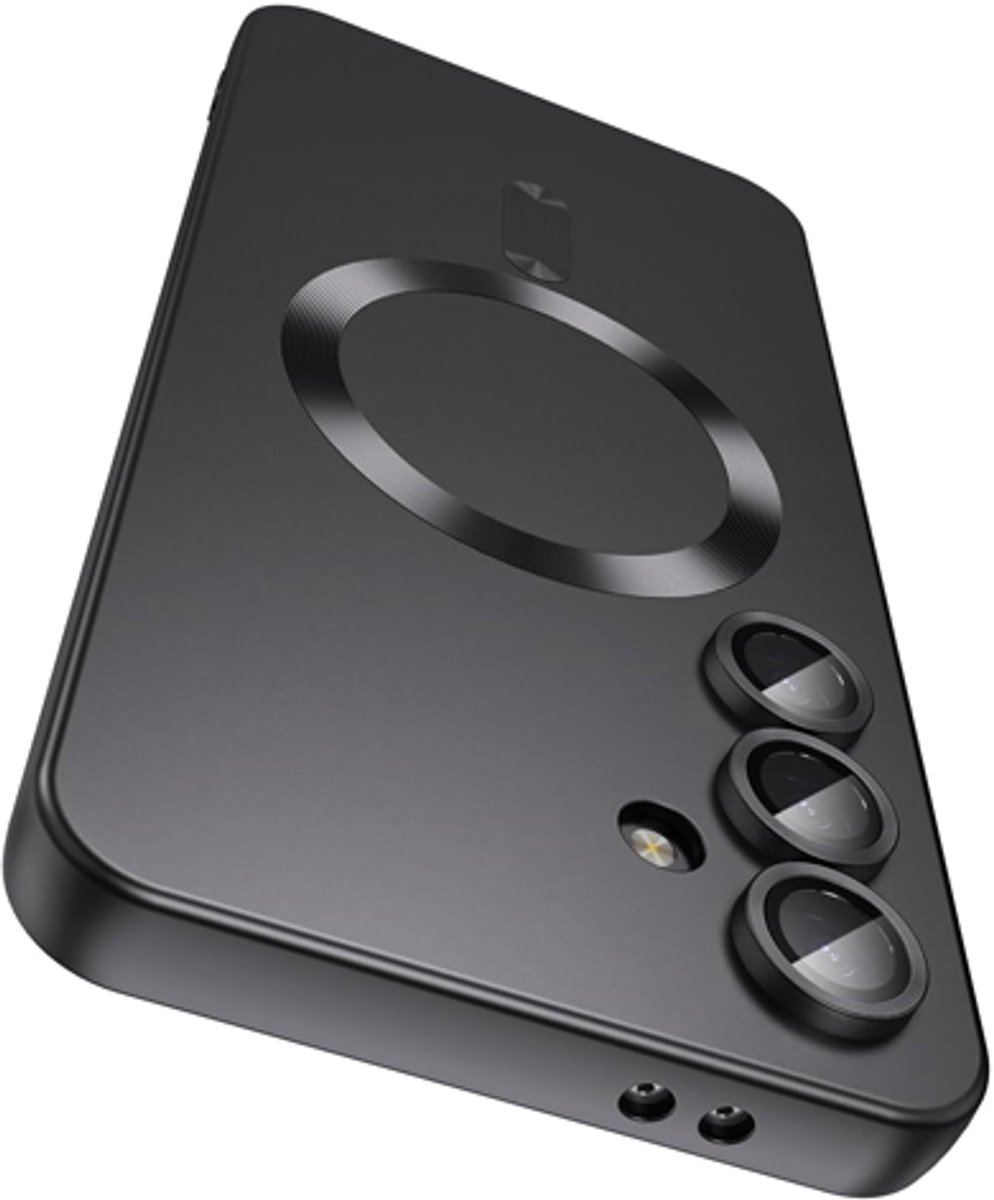 Geschikt voor Samsung A35 Matte Hoesje - Zwart - Camera Lens Bescherming - Back Cover - TPU