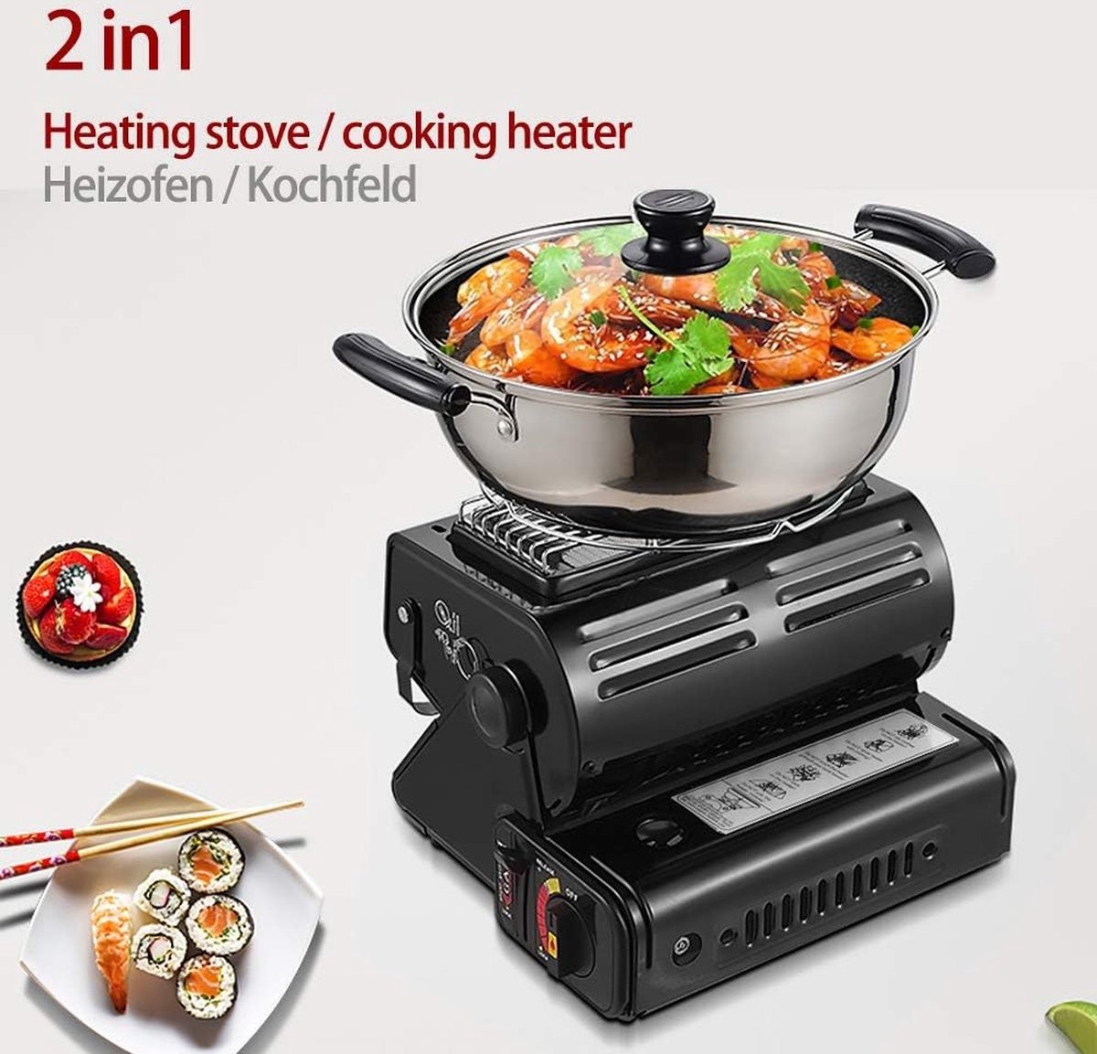 Borvat® Kamping Gaskachel - Heater - Kachel - Terrasverwarmer - Camping gaskachel - Buitenkachel - Gas Heater - Verstelbaar - Draagbaar - Zwart – foto 8