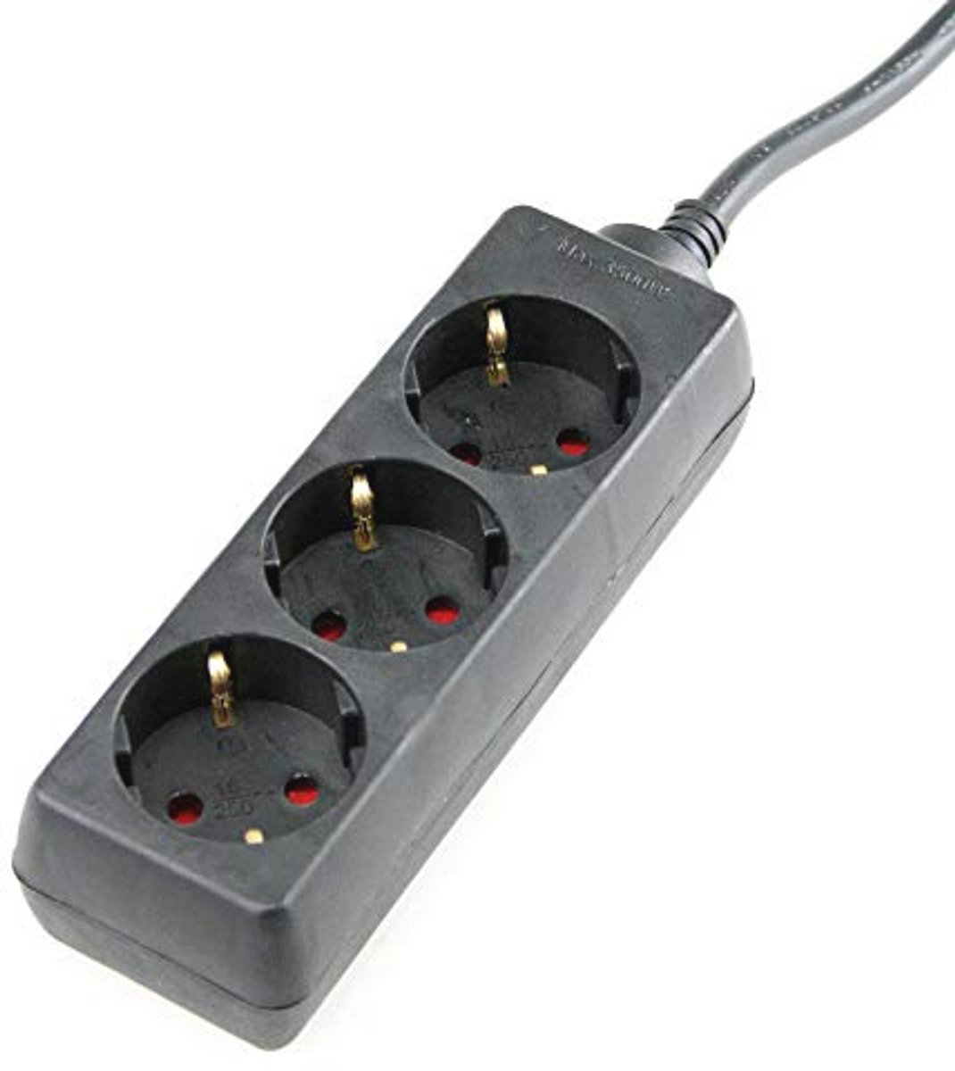 3-Weg Stopcontactstrip met 3 meter Kabel - IP20 - 230V/16A - Zwart