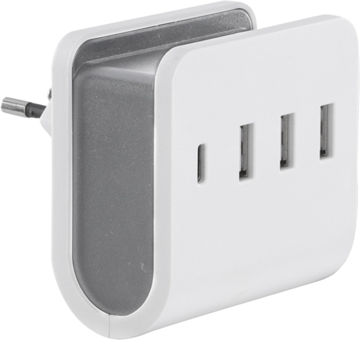 Q-Link adapter - 3 x usb a - 1 x usb c - 5v - 4.8a - wit/grijs
