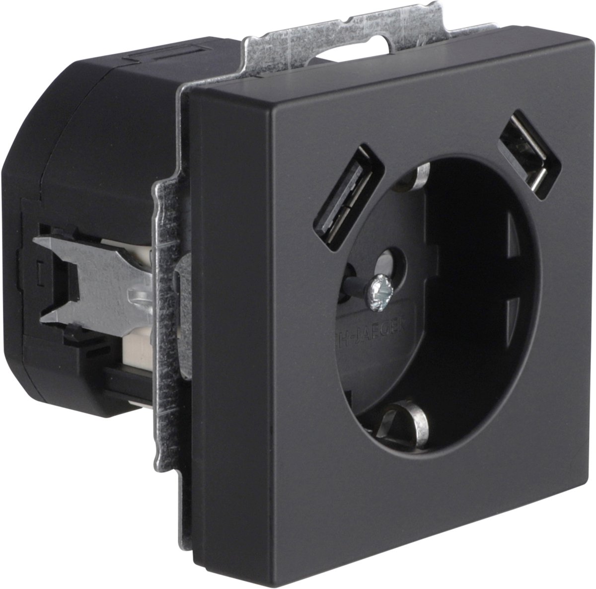 Busch-Jaeger Future Linear contactdoos - inbouw - 1-voudig - randaarde - 2 x USB A - zwart