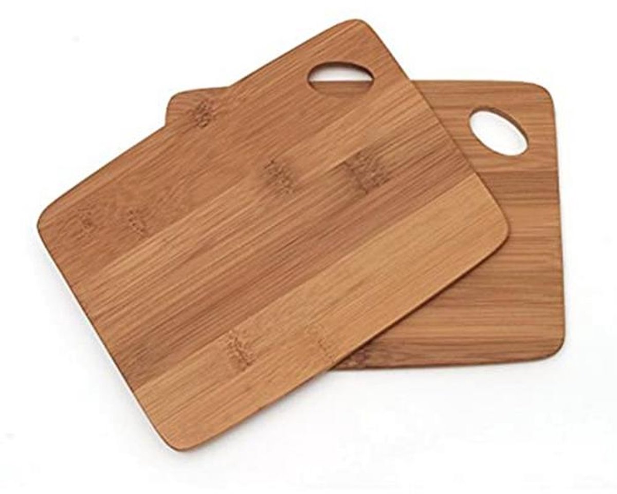 Bamboe Houten Snijplanken Set van 2 met Ovale Opening - 15 x 20 cm