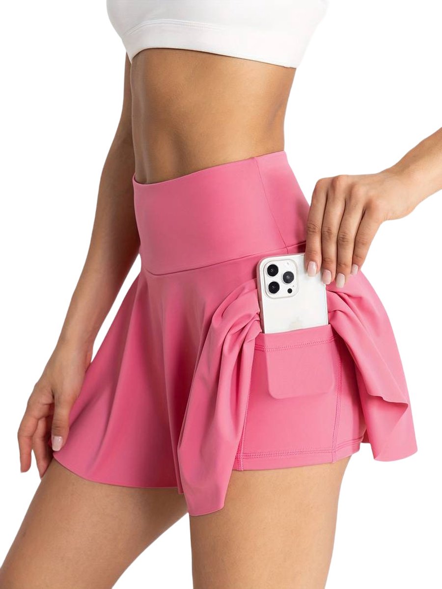 Vivva - Tennisrokje met Zak - Tennis Rok - Tennisrokjes - Sportrok - Sport Rok - Sportrokje - Roze - Maat L/XL - SKORTIFY