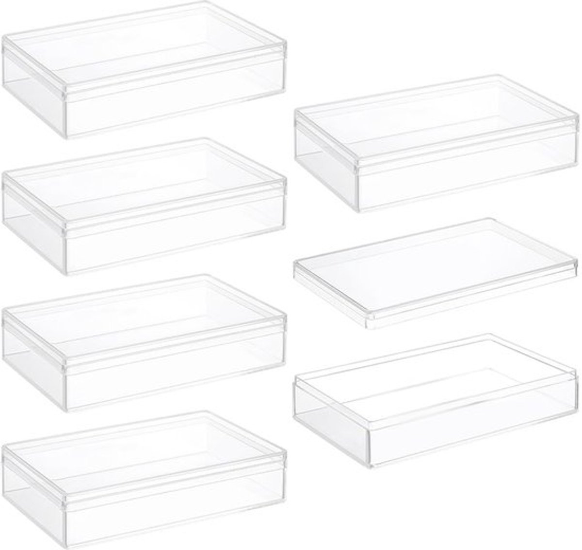 Acryl Opbergdozen Set van 6 - 11 x 7 x 2,5 cm - Transparante Snoepdozen met Deksels