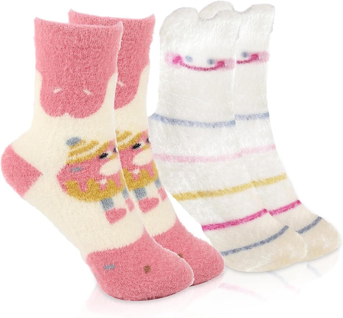 Ronte - Fuzzy Luie Winter Sokken met Koe Print voor Vrouwen | Warme Pluche Mid-Kuit Sokken voor Koe Thema Kamerdecor en Gezellige Feestdagen | Grappig Cadeau Idee