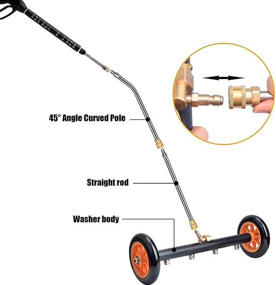 wasinstallatie, 2-in-1 Power Washer onderstel reiniger, waterbezem voor onderstel autowas met 3 verlengstaven 4000 PSI — afbeelding 4