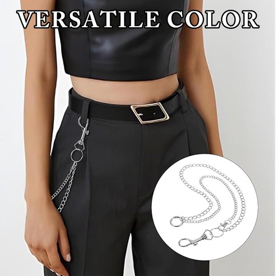 Broekketting Set – 8 Stuks Punk Jeanskettingen Voor Dames En Heren, Gothic Grunge Stijl, Voor Riem, Tas Of Portemonnee, Zilver