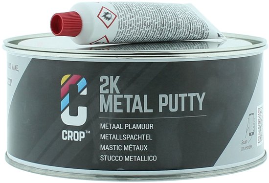 CROP 2K Mastic Métal 750 ml - Pour Métal • Acier • Aluminium • Fer - Mastic pour voiture - Grijs - Avec durcisseur