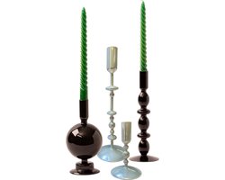 WinQ-Complete set glaskandelaren in Metallic Off White en Zwart-kandelaar