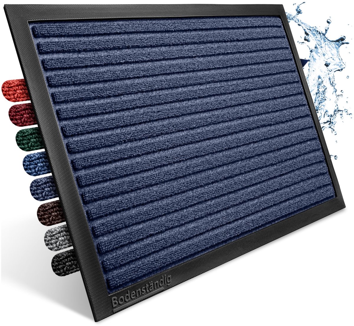 Unyqoos en Antislip Deurmat voor Buiten in Grijs-Blauw Gestreept Design donkerblauw