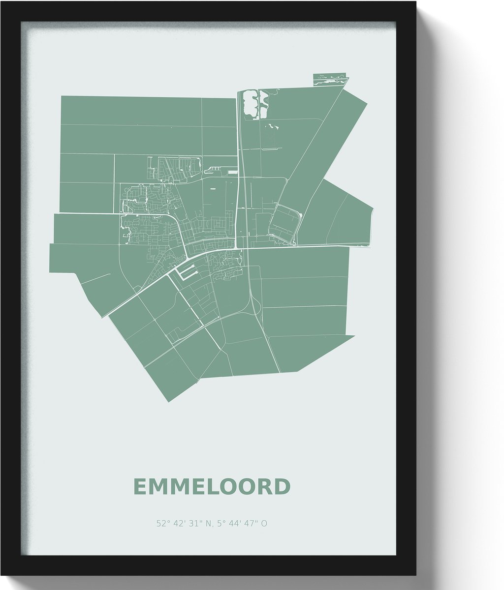 Poster Emmeloord A3 - 30 x 42 cm - Groen (Exclusief Lijst)