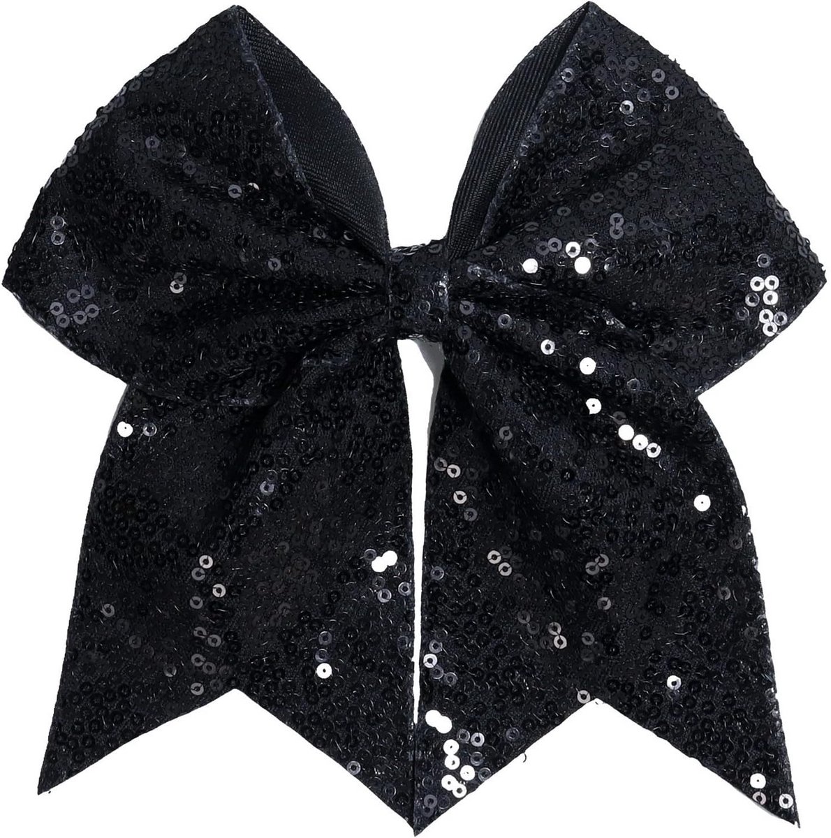 Grote Zwarte Strik Haarclip met Glitter Pailletten voor Kinderen en Dames